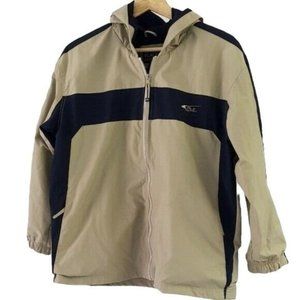 windbreaker jacket tan khaki blue Size 14 XL mesh lined hooded